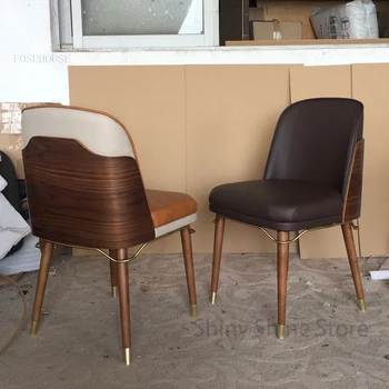 кожаное обеденное кресло стулья из массива дерева Современные роскошные стулья для столовой Мебель для дома Кресло для переговоров B