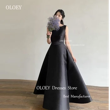 Корейские вечерние платья OLOEY Simple черного цвета трапециевидной формы, с круглым вырезом, длиной до пола, для выпускного вечера, вечернего мероприятия, вечернего платья для фотосессии