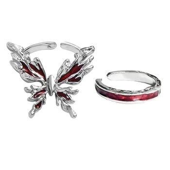 Корейское кольцо с глазурью в виде капли для женщин, открытые кольца с сияющей бабочкой, Винтажные Геометрические украшения для пальцев Y2K Trend Fashion