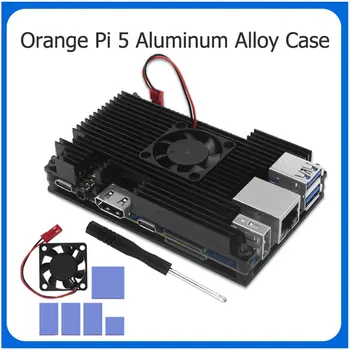 Корпус Orange Pi 5, Металлический корпус Orange Pi 5B с Охлаждающим вентилятором, Радиаторы Активного и пассивного Отвода тепла для Orange Pi 5