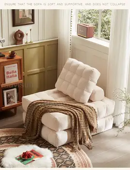 Лаконичный Секционный Одноместный диван Съемный Универсальный для сна в положении лежа, квадратное кресло с откидной спинкой из синели, Стильная гостиная для отдыха