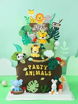 Лесной Торт Топпер Праздник для Животных Бамбуковая Корзина Лиса Ежик Чашка Украшение Торта Фигурка Кролика Кукла Детские Подарки На День Рождения