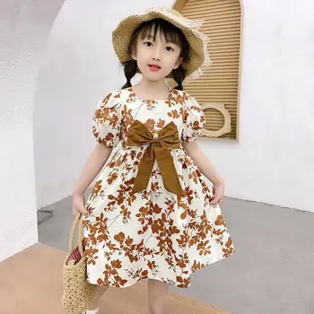 Милое и красивое платье для девочек, модное летом, новая детская юбка в корейском стиле в иностранном стиле, летняя юбка с цветочным рисунком для девочек