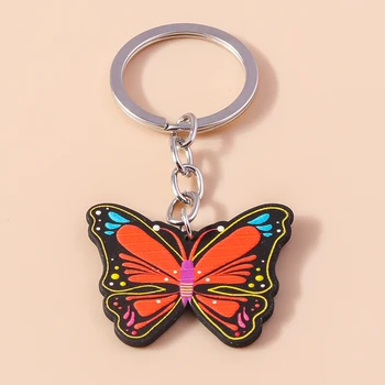 Милый брелок-бабочка с животными, брелоки для ключей для женщин, сумка для девочек, подвесные подвески, автомобильный брелок для ключей, ювелирные изделия 