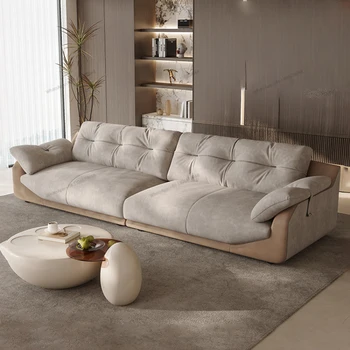 Минималистичный тканевый диван, гостиная, небольшой блок, прямой ряд, дизайнерский пуховый диван на три-четыре персоны