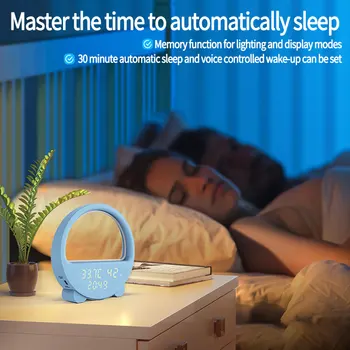 Многофункциональный ночник, интеллектуальный таймер температуры и влажности, управление звуком, зарядка при пробуждении, иллюзорный атмосферный свет