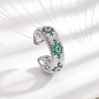 Модные ювелирные изделия Donia из новой титановой стали с микро-инкрустацией AAA, матовое кольцо с зеленым цирконием, роскошные ретро-аксессуары.