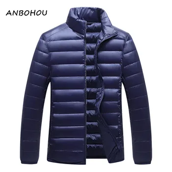 Мужская всесезонная ультралегкая пуховая куртка ANBOHOU, водонепроницаемое и ветрозащитное дышащее пальто, мужские куртки без косточек большого размера