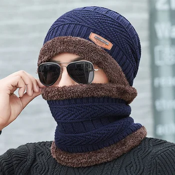 Мужская зимняя плюшевая вязаная шапка из утолщенной шерсти, молодежный модный теплый чехол, хлопковая шапка, защита ушей от ветра и холода