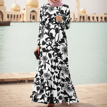 Мусульманские Абайи для женщин 2023 Молитва Рамадан Дубай Турция Ближний Восток Женское платье в стиле Бохо с цветочным рисунком Свободное Африканское платье