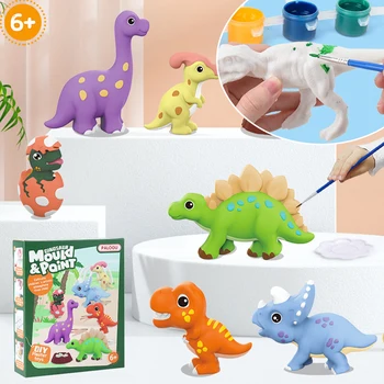Набор для рисования 3D-формы Динозавры Набор для рисования для детей декоративно-прикладного искусства DIY Модель для рисования Гипсовые игрушки для взаимодействия родителей и ребенка
