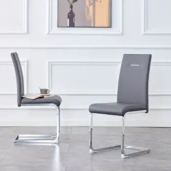 Набор из 2 обеденных стульев, боковое кресло с высокой спинкой из искусственной кожи, обитое, для столовой, кухни, патио, клуба, гостевого офисного кресла