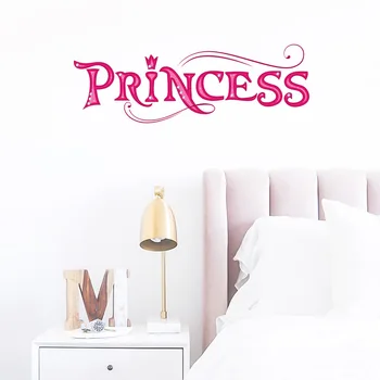 Наклейка на стену с изображением детских букв, Розовая самоклеящаяся наклейка на стену для домашнего декора, наклейка на стену с изображением розовой принцессы