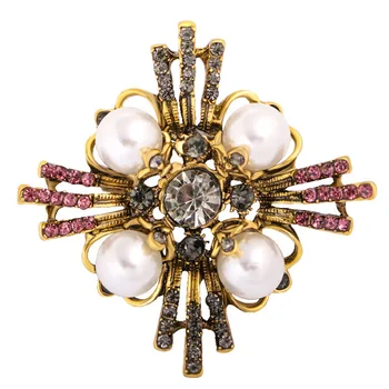 Новая брошь с жемчугом в стиле барокко, Женский крест, антикварные выдолбленные броши