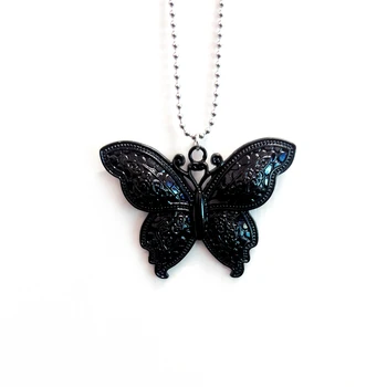 Новое черное Готическое ожерелье с большой бабочкой
