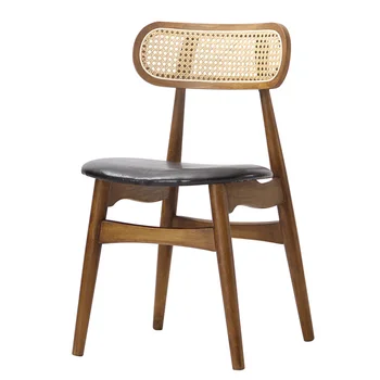 Обеденные стулья, домашние простые стулья для кухни, спинка из массива дерева, натуральный ротанг, компьютерный стул, Многофункциональная мебель для гостиной