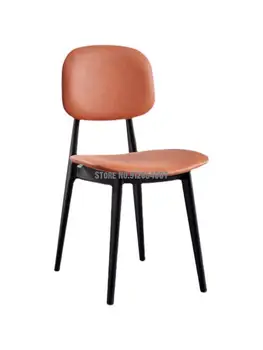 Обеденный стол и стул в скандинавском стиле, Современный минималистичный Домашний ресторан, кожаный стул, Итальянская Легкая Роскошная спинка, сетка для макияжа на красном столе
