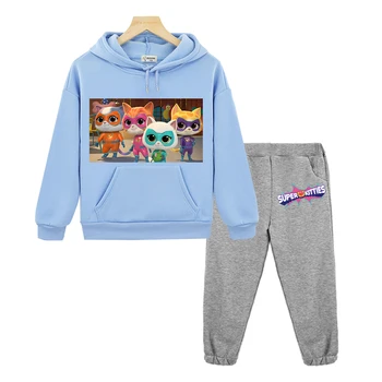 Осенние комплекты Super Kitties с капюшоном, флисовая толстовка, повседневная куртка, пуловер, детская бутик-одежда, аниме-толстовка y2k для мальчиков и девочек