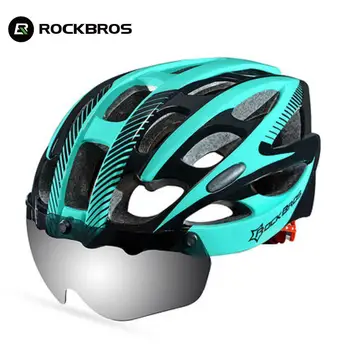 Официальные велосипедные шлемы ROCKBROS из пенополистирола, хорошая защита, Дышащий Велосипедный шлем, очки с линзами