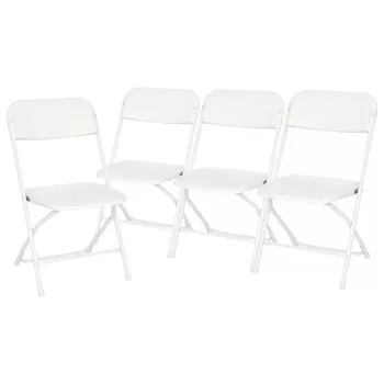 Пластиковые складные стулья, белый, набор из 4 штук 
