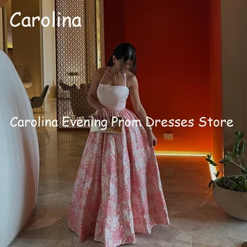 Платье для выпускного вечера Carolina из атласа трапециевидной формы с вырезом лодочкой и оборками длиной до пола, элегантное вечернее платье для женщин 2023