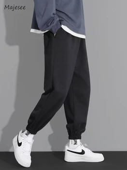 Повседневные брюки Мужские В корейском стиле, Шикарные свободные универсальные брюки в стиле харадзюку Длиной до щиколоток, Уличная удобная мода, осень, простой колледж