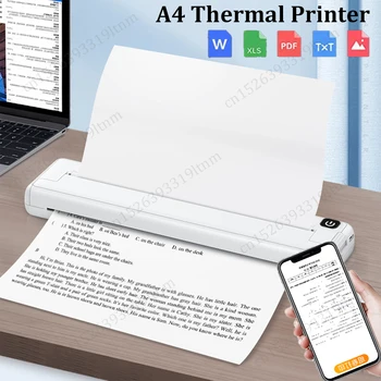Портативный мини термопринтер Бумага формата А4 Фото Домашнее задание Принтер для документов в формате PDF Беспроводная печатная машина Bluetooth для домашнего офиса