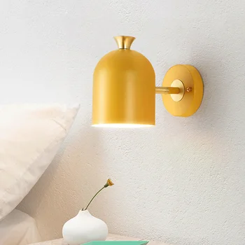 Прикроватная лампа в скандинавском стиле для спальни, постмодернистская лампа для внутреннего коридора, простая лампа с круглой крышкой, украшение дома, цветная настенная лампа