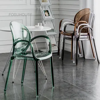 Прозрачные Акриловые Обеденные стулья, Скандинавская кухонная мебель, стул с пластиковой спинкой, Стул-Призрак, Обеденный стул, Креативный стул для макияжа Z