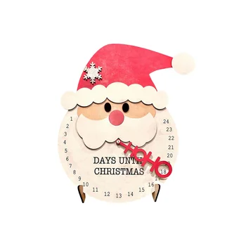 Рождественская коллекция Декоративных и многоразовых деревянных календарей обратного отсчета, 11,8 дюйма, Борода Санта-Клауса B
