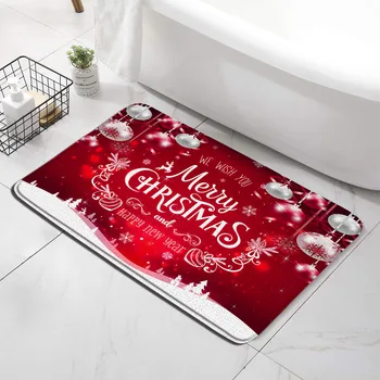Рождественский коврик для ванной комнаты, Рождественский бал, Красные коврики, коврик для душа, нескользящий пол в туалете, маленький ковер, который можно стирать для домашнего декора ванной комнаты