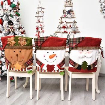 Рождественский Чехол для стула, украшение для набора табуретов, Кукольный Чехол для стула, Старик, Лось, Снеговик, Стиль 54x48 см
