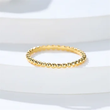 Роскошное Женское Маленькое Круглое кольцо из бисера, Очаровательные Кольца из желтого золота, Свадебные кольца с камнями Для женщин, Обручальное кольцо с цирконом для невесты