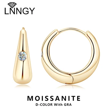 Серьги-кольца с муассанитом Lnngy D Color 2,5 мм из изысканного серебра 925 пробы, массивные серьги-купола для женщин, классические ювелирные украшения