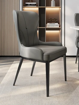 Современные обеденные стулья, роскошная минималистичная гостиная, креативные кожаные обеденные стулья, спинка табурета для отдыха, офисная мебель в скандинавском стиле