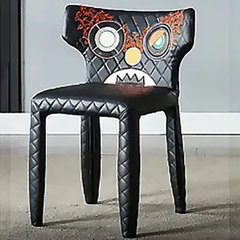 Современный обеденный стул Скандинавские кожаные кресла со спинкой Кресло для отдыха Удобный Элегантный дизайн домашней мебели Роскошное оформление