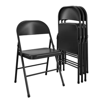 Стальной складной стул (4 шт.), черный мебельный стул с акцентом, современный обеденный стол, обеденный стул на открытом воздухе, стул и стол