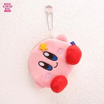 Сумка Kawaii Kirby, мультяшный плюшевый кошелек для монет, брелок из полипропиленового хлопка, подвеска-брелок, сумка для хранения наушников Kirby, плюшевая сумка для детского подарка