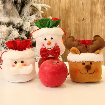 Сумка для рождественских подарков Сумка для конфет Изысканный Старик Снеговик из шерсти лося Рождественская сумка для яблок