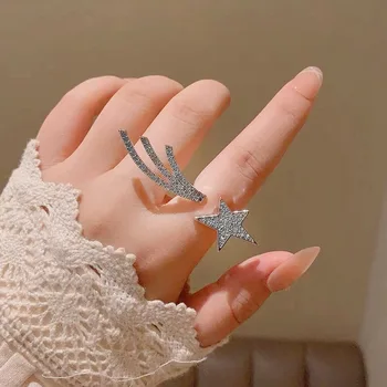 Супер сказочный дизайн с нишевым дизайном, кольцо с пятиконечной звездой, модное индивидуальное кольцо с метеоритом, открывающееся на указательный палец