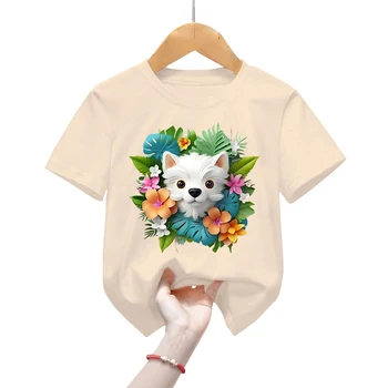 Футболка Garland Fox, футболка Harajuku для мальчиков с животными, Летняя футболка с короткими рукавами, топ Y2k, повседневная одежда с животными в стиле Каваи для детей и девочек