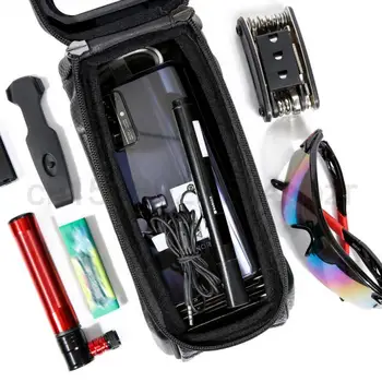Черная сумка для мобильного телефона, автомобильная сумка объемом 1,2 л, портативная сумка для передней балки, сумка для горного велосипеда на молнии, Тпу, велосипедная сумка, водонепроницаемая